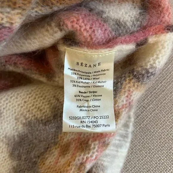BEST Sezane Manea Cardigan L/XL/XXL Merveille Print Mohair Sweater Knit French - Picture 13 of 14